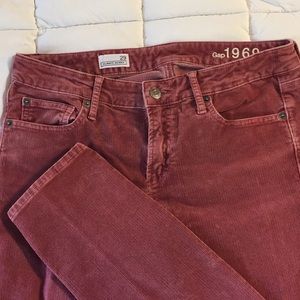 Red/light burgundy skinny Gap corduroys
